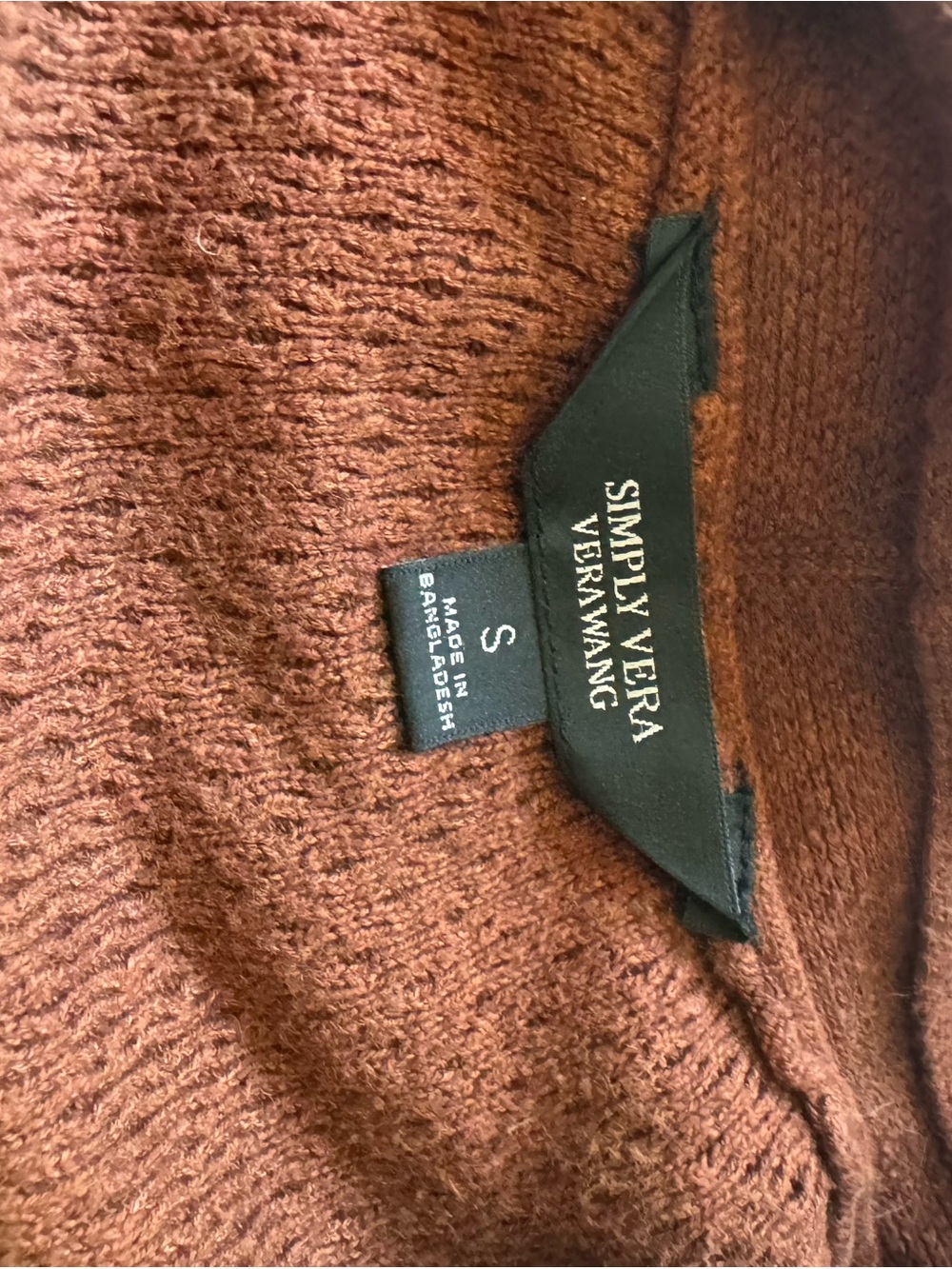 Simply Vera Wang Rust Brown Knit Cardigan